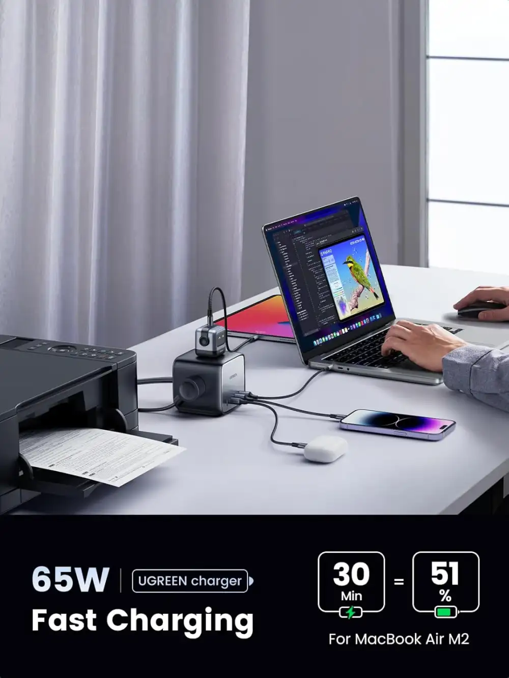 UGREEN CD268 65W USB C GaN Charging Station-7 Ports Desktop Charger (90906)