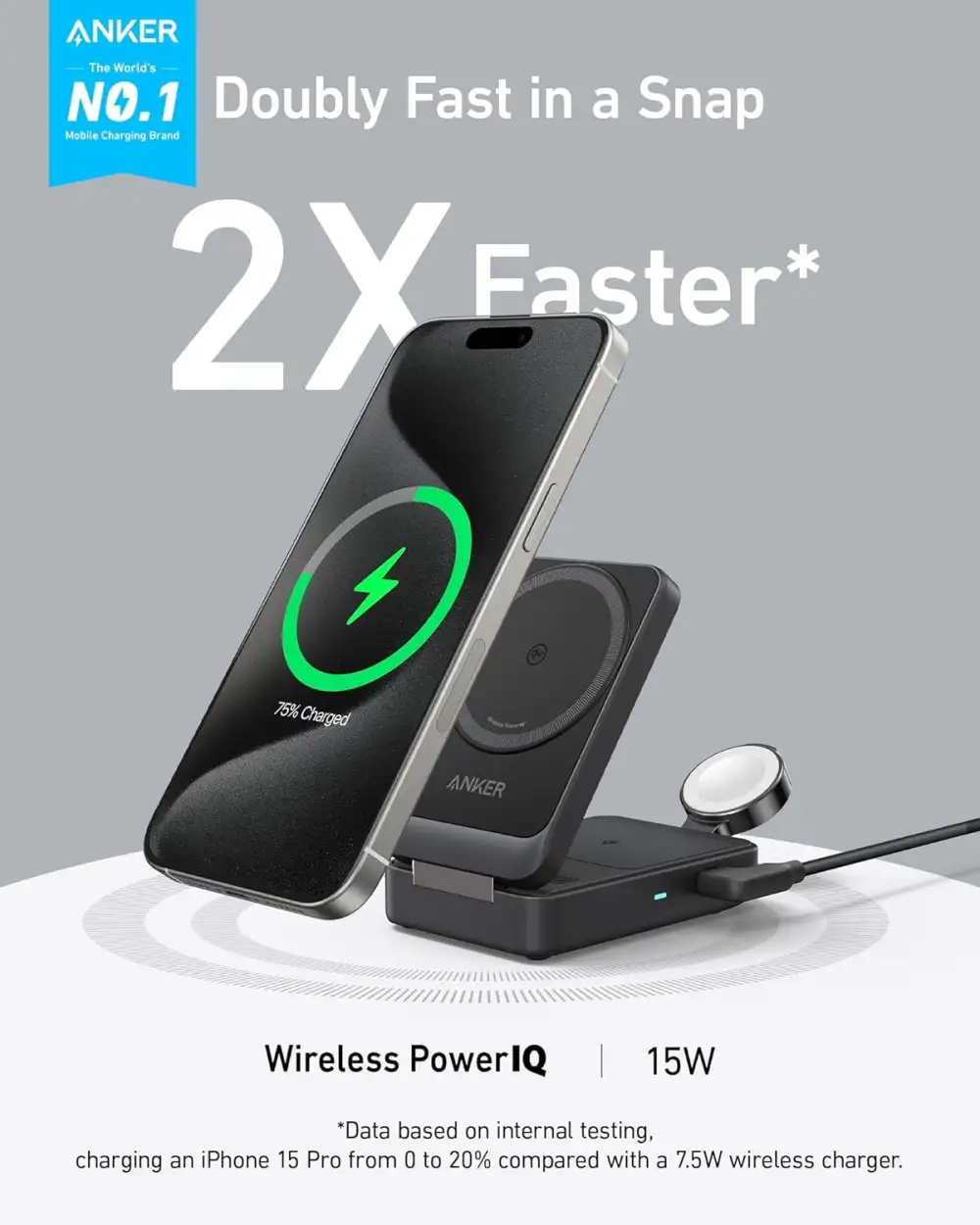 Anker MagGo Foldable 3-in-1 Wireless Charging Station (A2557)