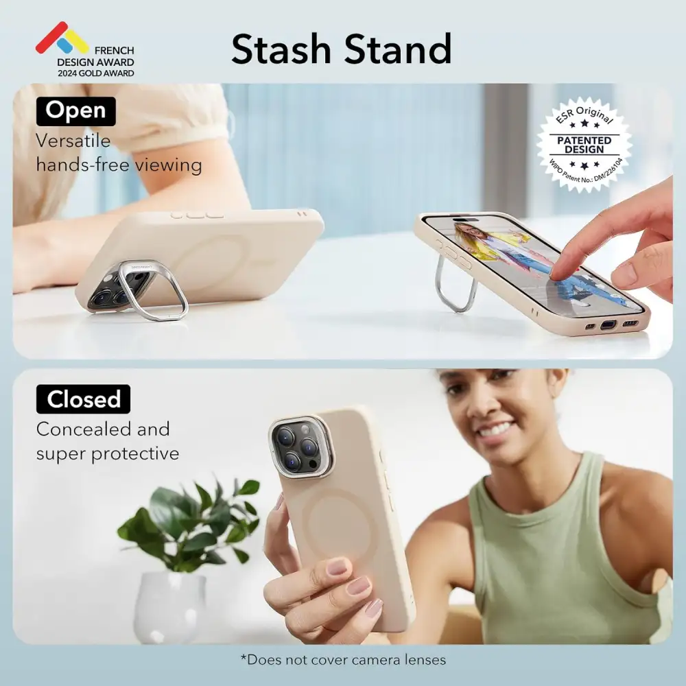 ESR iPhone 15 Pro Max & 15 Pro Cloud Soft Case with Stash Stand (HaloLock)