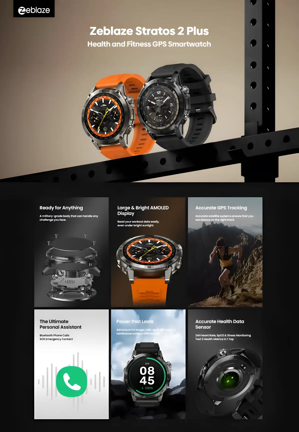 Zeblaze Stratos 2 Plus GPS Smart Watch