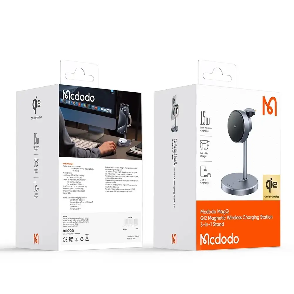 Mcdodo MagQ Qi2 3in1 Magnetic Wireless Charging Station