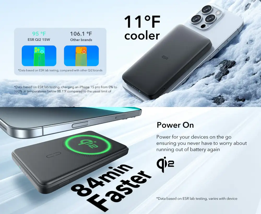 ESR Qi2 5000 mAh MagSlim Kickstand Power Bank