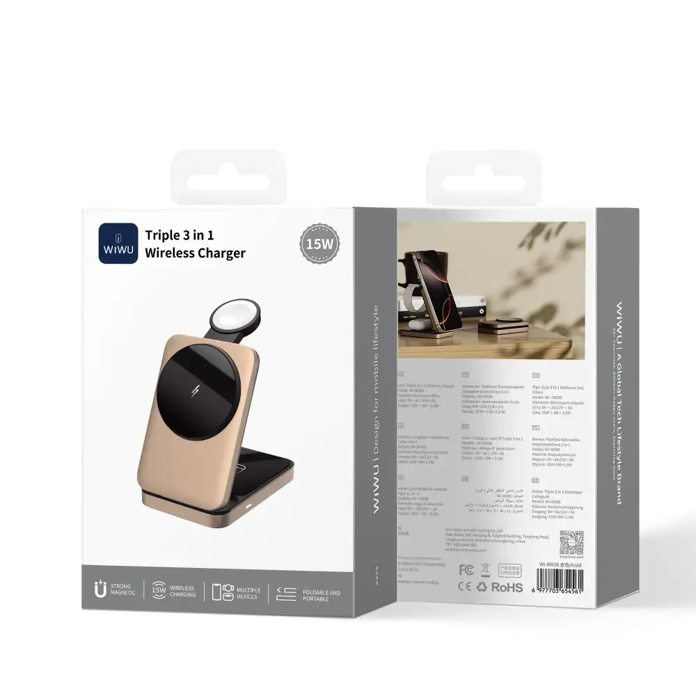 WiWU Wi-W038 Triple 3-in-1 Magnetic Wireless Charging Station