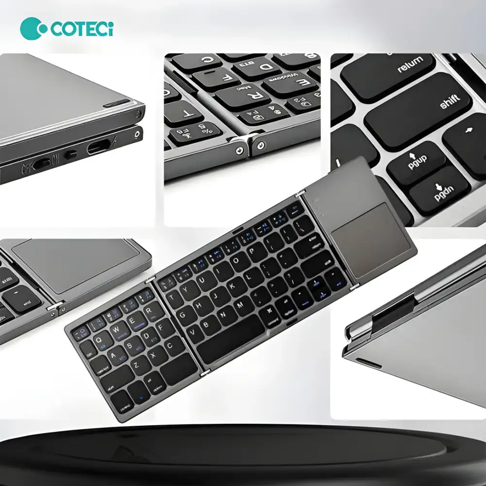 COTECi 63 Key Tri+Fold Ultra-Thin Wireless Touchpad Keyboard