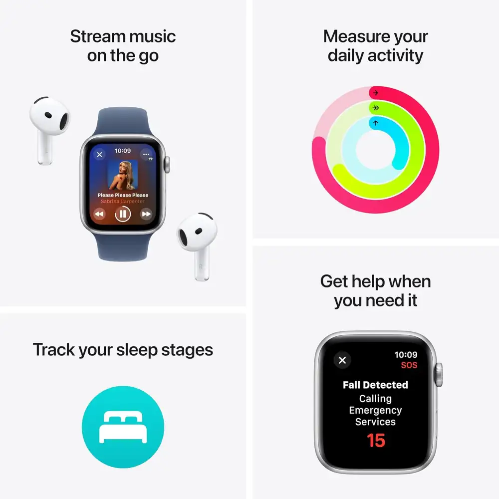 Apple Watch SE 2nd Gen GPS 40mm Silver Case with Denim Sport Band M/L
