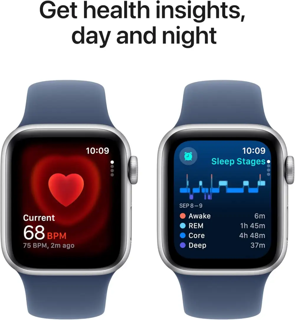 Apple Watch SE 2nd Gen GPS 40mm Silver Case with Denim Sport Band M/L