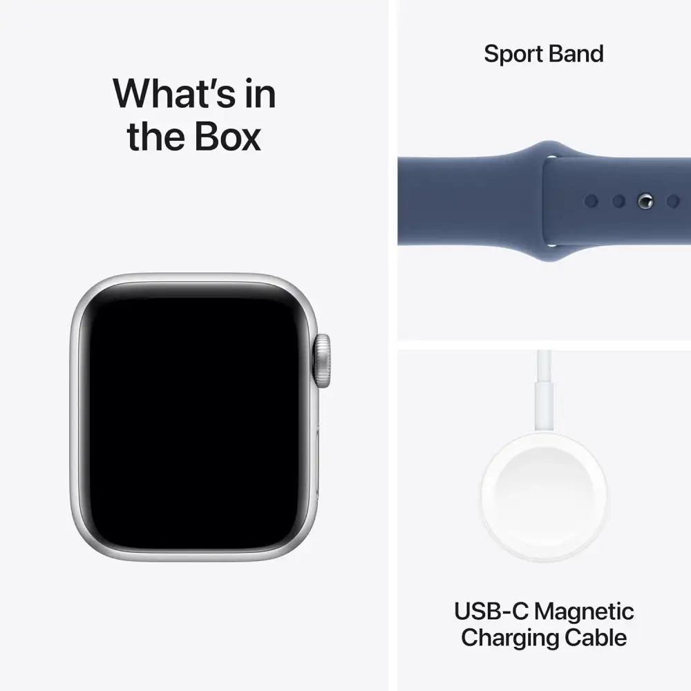 Apple Watch SE 2nd Gen GPS 40mm Silver Case with Denim Sport Band M/L