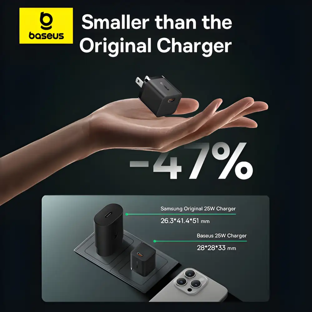 Baseus GaN5 Fast Charger mini 1C 25W With 1M USB-C to USB-C Cable