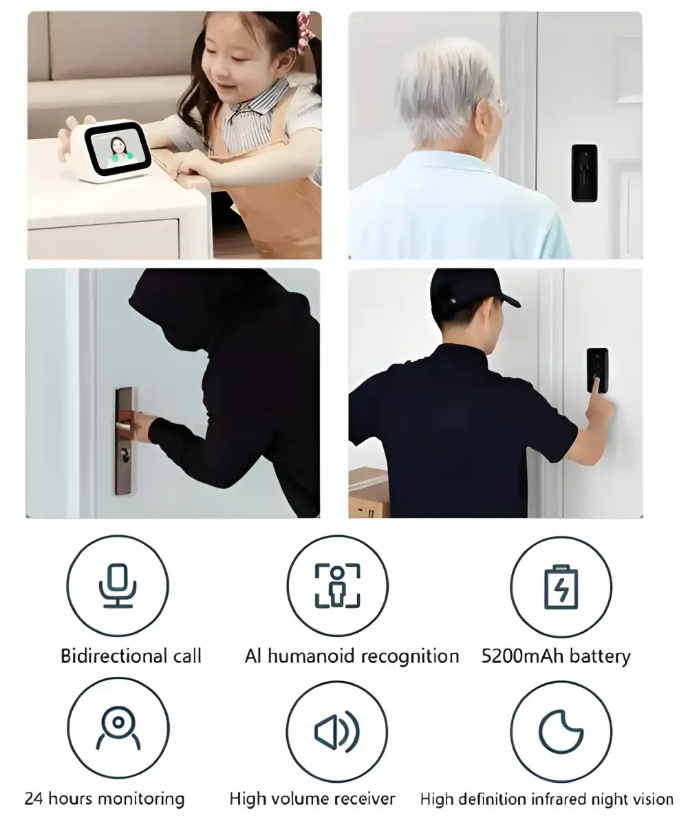 Xiaomi MJML05-FJ Smart Doorbell 3 Sharp 2K Clarity 5200mAh Battery