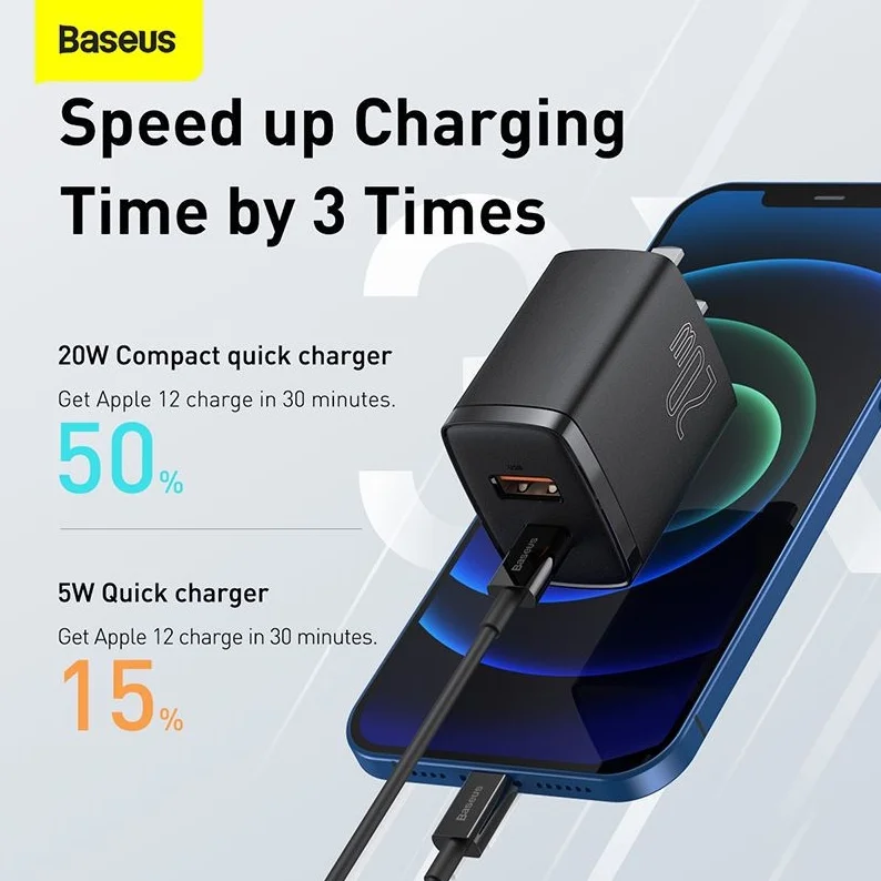 Baseus CCXJ-01 Compact Super Quick Charger Dual Port U+C 20W CN