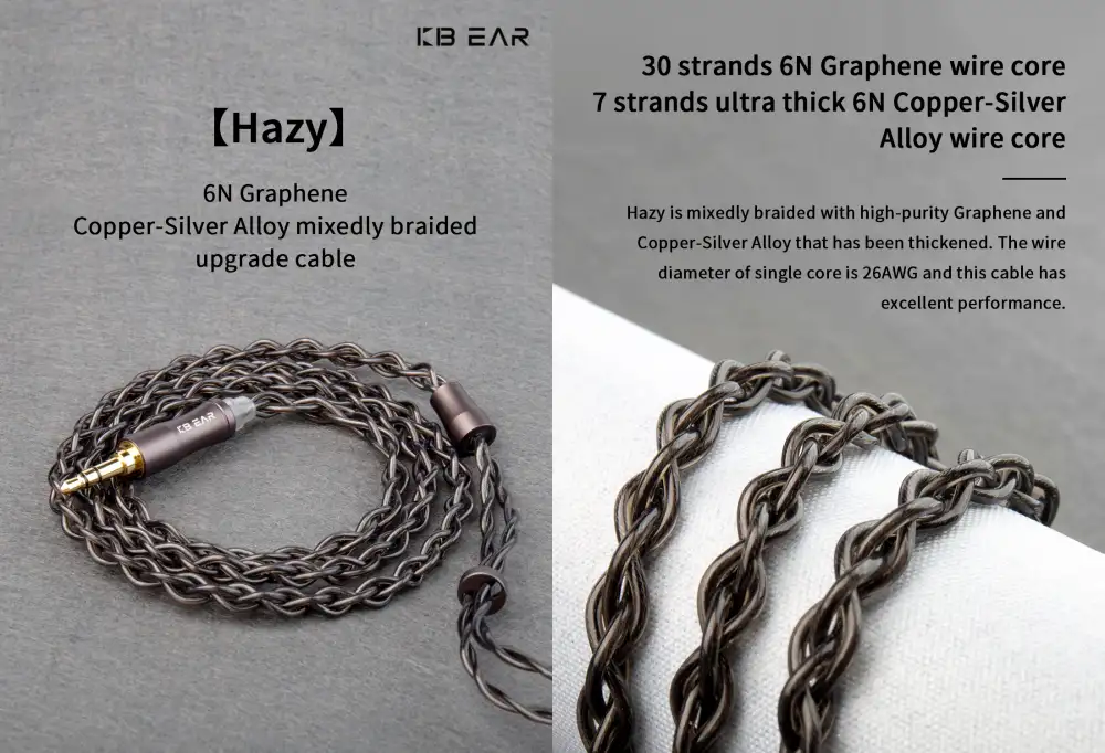 KBEAR Hazy 6N Graphene+Copper-Silver Alloy mixedly braided upgrade cable 4.4mm