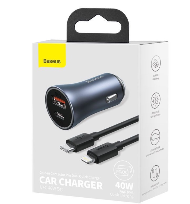 Baseus Car Charger With Type-C to Lightning