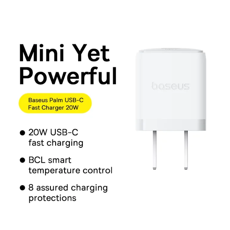 Baseus Palm Fast Charger 1C 20W With Type-C to Lightning Cable