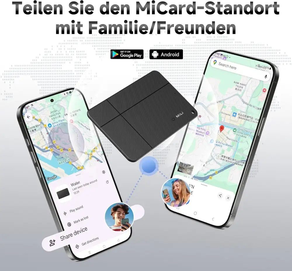 MiLi MiCard Duo Smart Wireless Rechargeable Card Bluetooth Item Finder (iOS or Android Compatible)