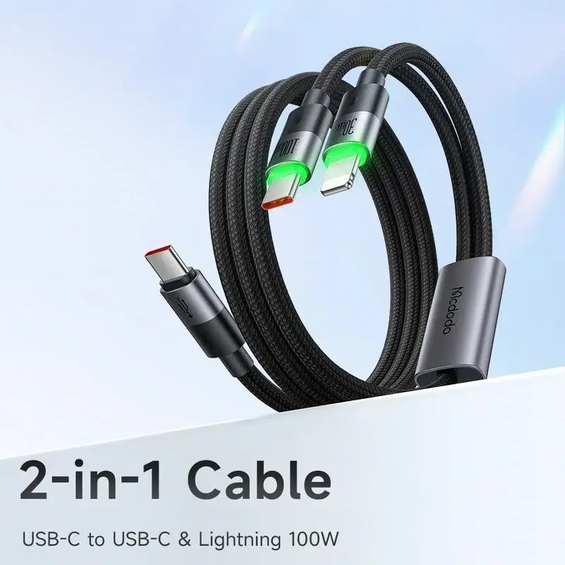 McDodo CA-6700 2-in-1 Fast Charging Cable 100W USB-C to USB-C & Lightning
