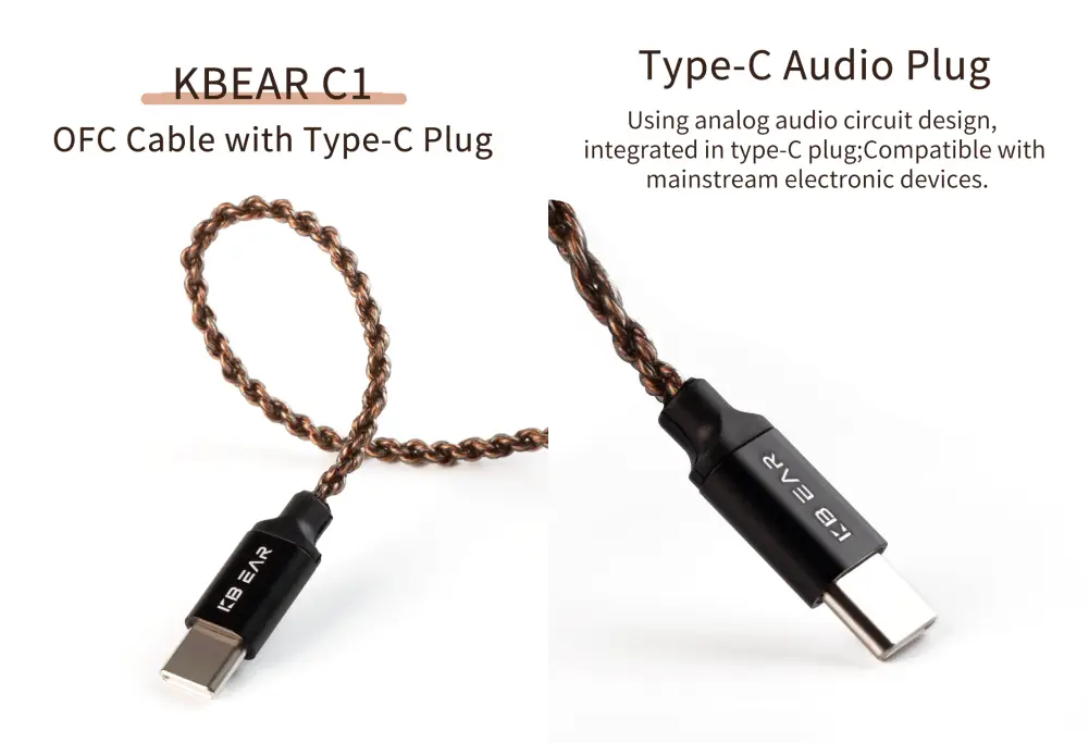 KBEAR C1 OFC Cable with Type-C Plug