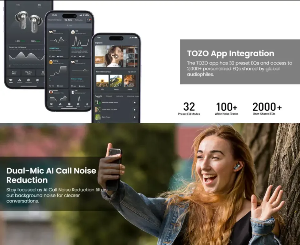 TOZO Aerosound3 Hybrid ANC Wireless Earbuds
