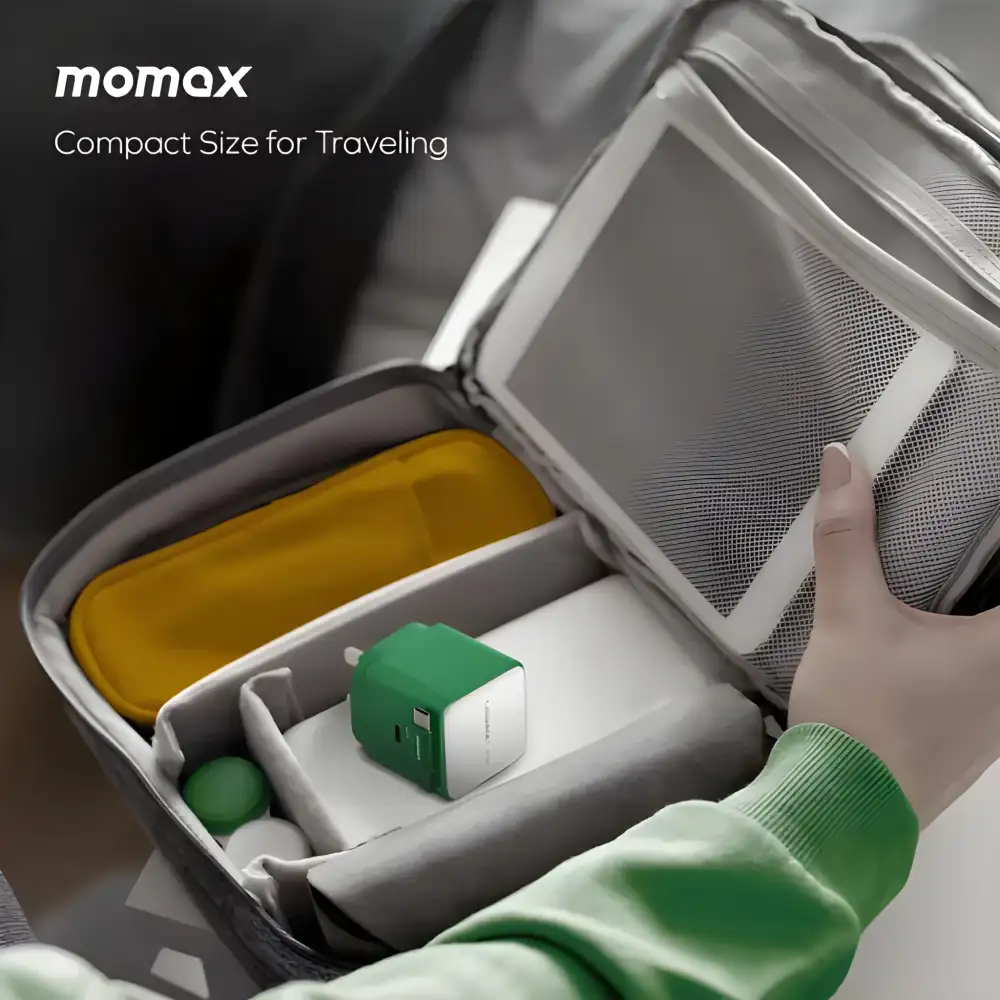 MOMAX 1-Charge+ 1-Port GaN Charger With Built-In USB-C Cable 35W