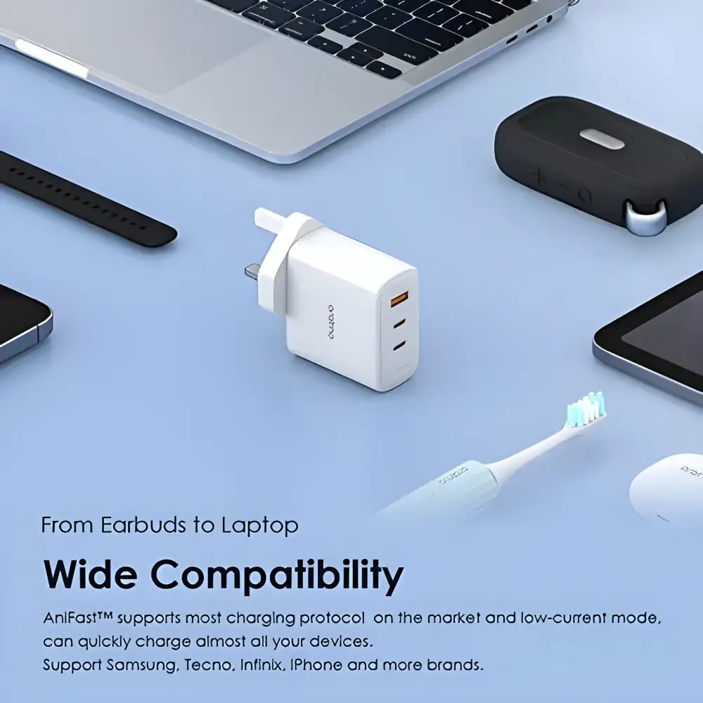 Oraimo OCW-E103T Power Gan 65W Charger Adapter