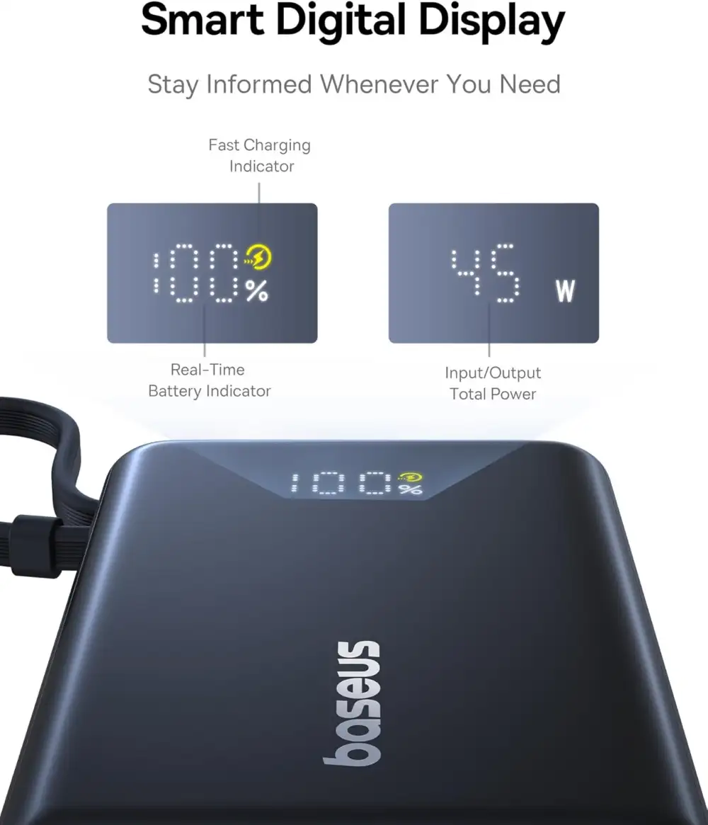 Baseus Picogo Power Bank 45W 10000mAh With Built-in Cable