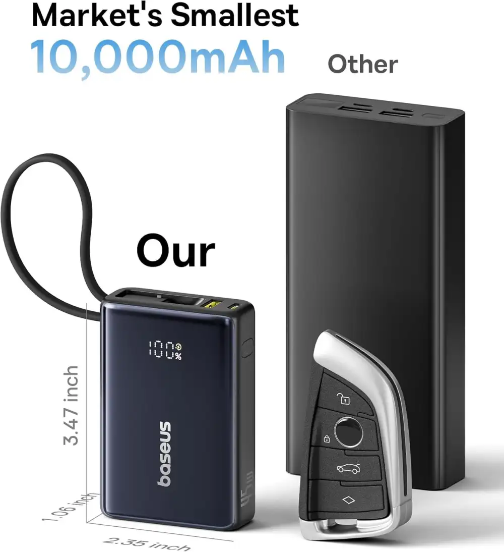 Baseus Picogo Power Bank 45W 10000mAh With Built-in Cable