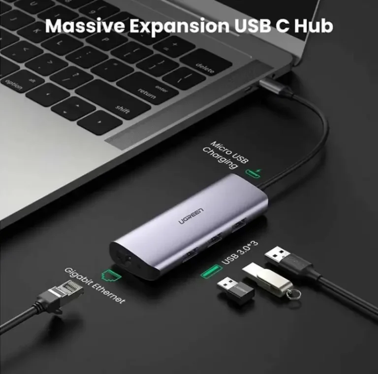 Ugreen CM252 Type-C Male to Tri USB Lan Micro USB Female Converter