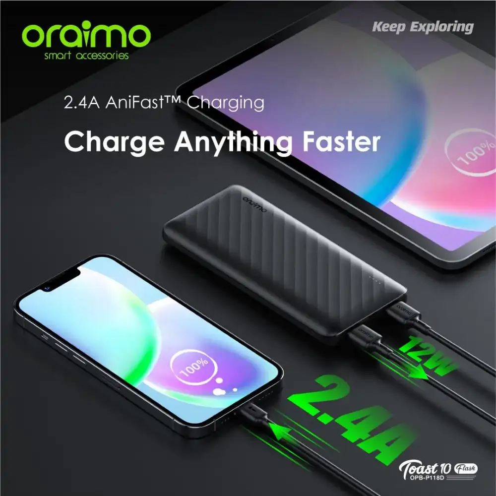 Oraimo OPB- P118D Toast 10 Flash 10000mAh 2.4A Power Bank
