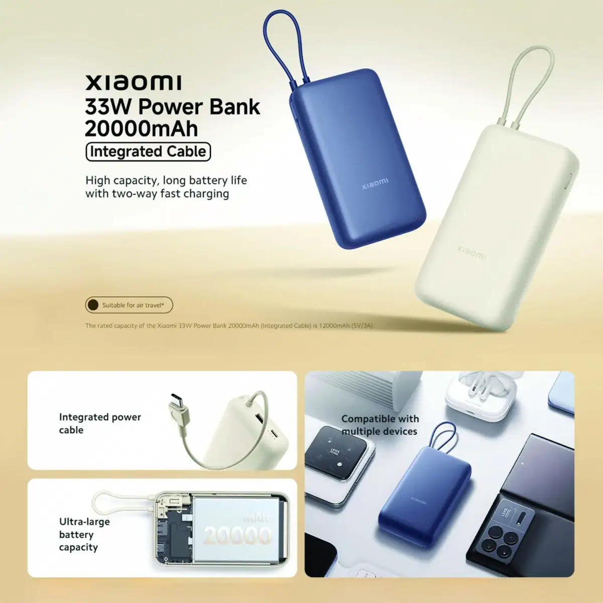 Xiaomi 33W Power Bank 20000mAh (Integrated Cable)