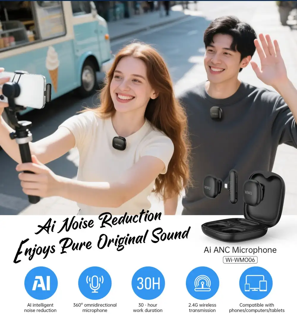 WiWU Wi-WM006 AI Powered Noise Cancelling Lavalier