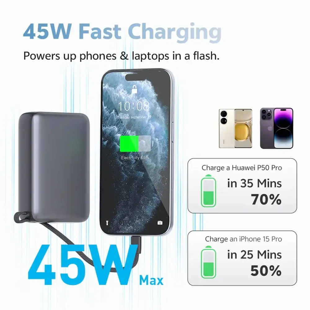 QCY PB20A 20000mah 45W PD Fast Charging Power Bank