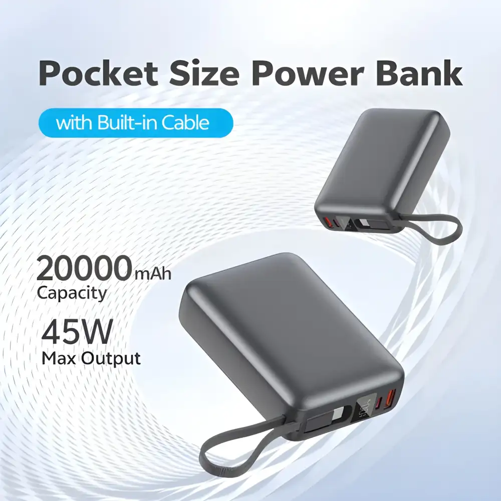 QCY PB20A 20000mah 45W PD Fast Charging Power Bank