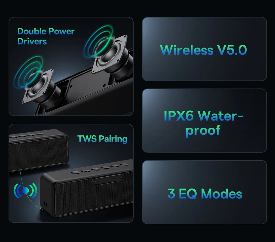 Baseus V1 Outdoor IPX6 Waterproof Portable Wireless Speaker