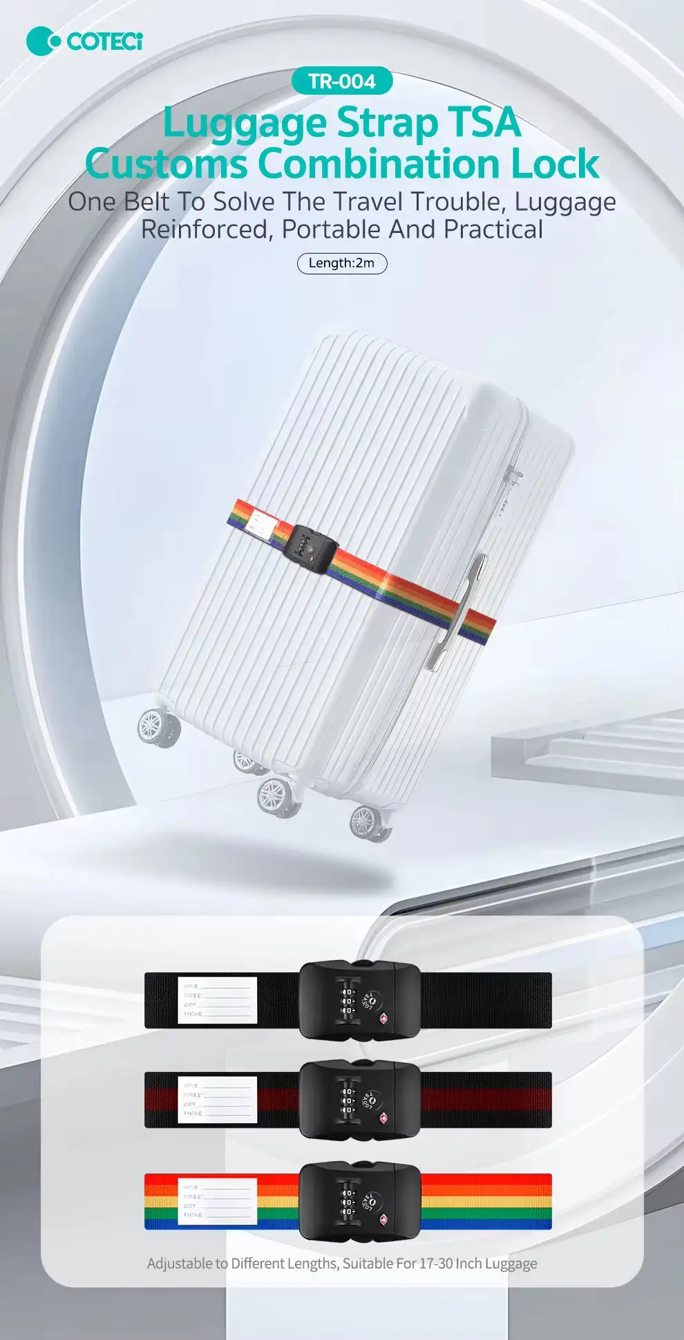 COTEetCI TSA Approved Luggage Strap  Suitcase Strap with Lock