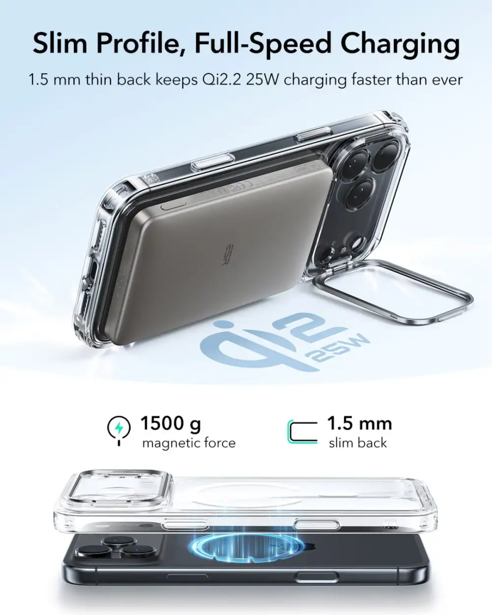 ESR iPhone 17 Series Clear Classic Stash Stand Case with Camera Control Button