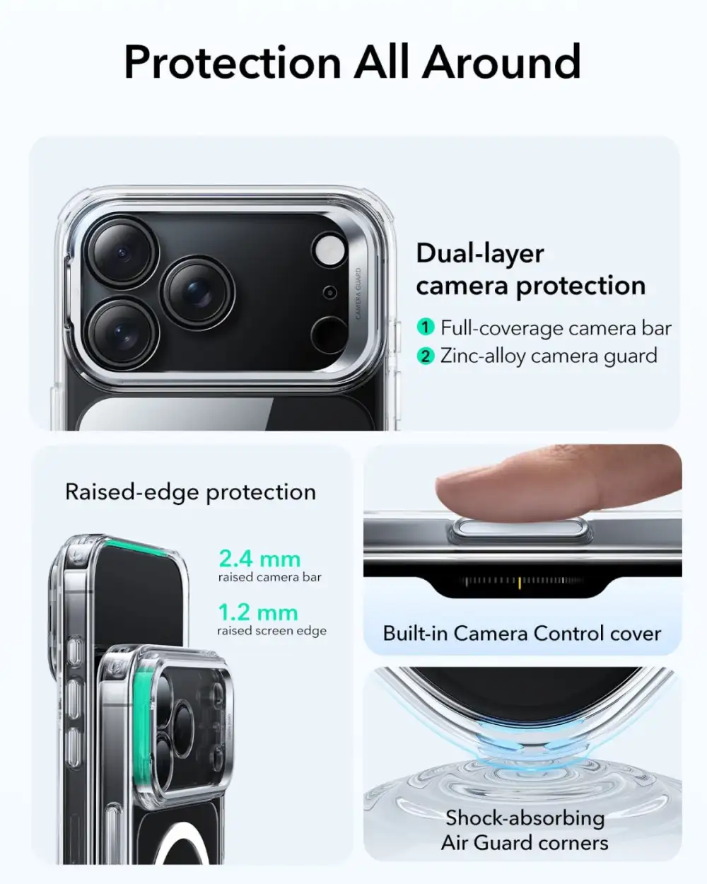 ESR iPhone 17 Series Clear Classic Stash Stand Case with Camera Control Button