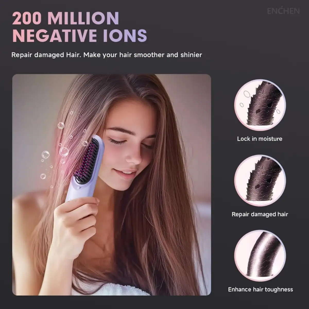 Enchen H100 Cordless Portable Hair Straightener Brush