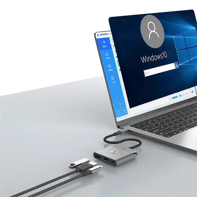 WiWU Wi-HB002 3 in 1 Type C hub Laptop Adapter