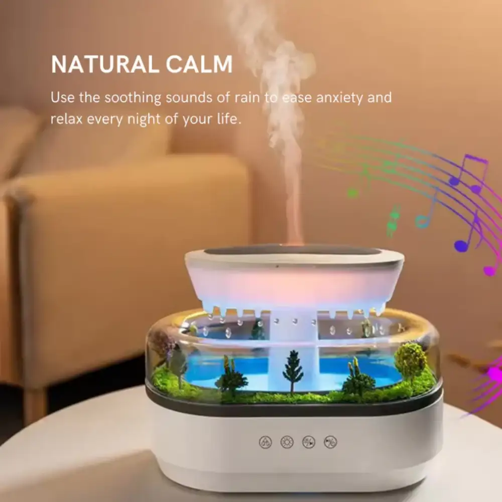 Raindrop Humidifier Cool Mist with LED Lights for Relaxation