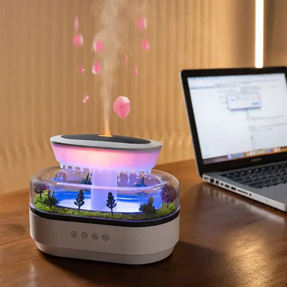 Raindrop Humidifier Cool Mist with LED Lights for Relaxation