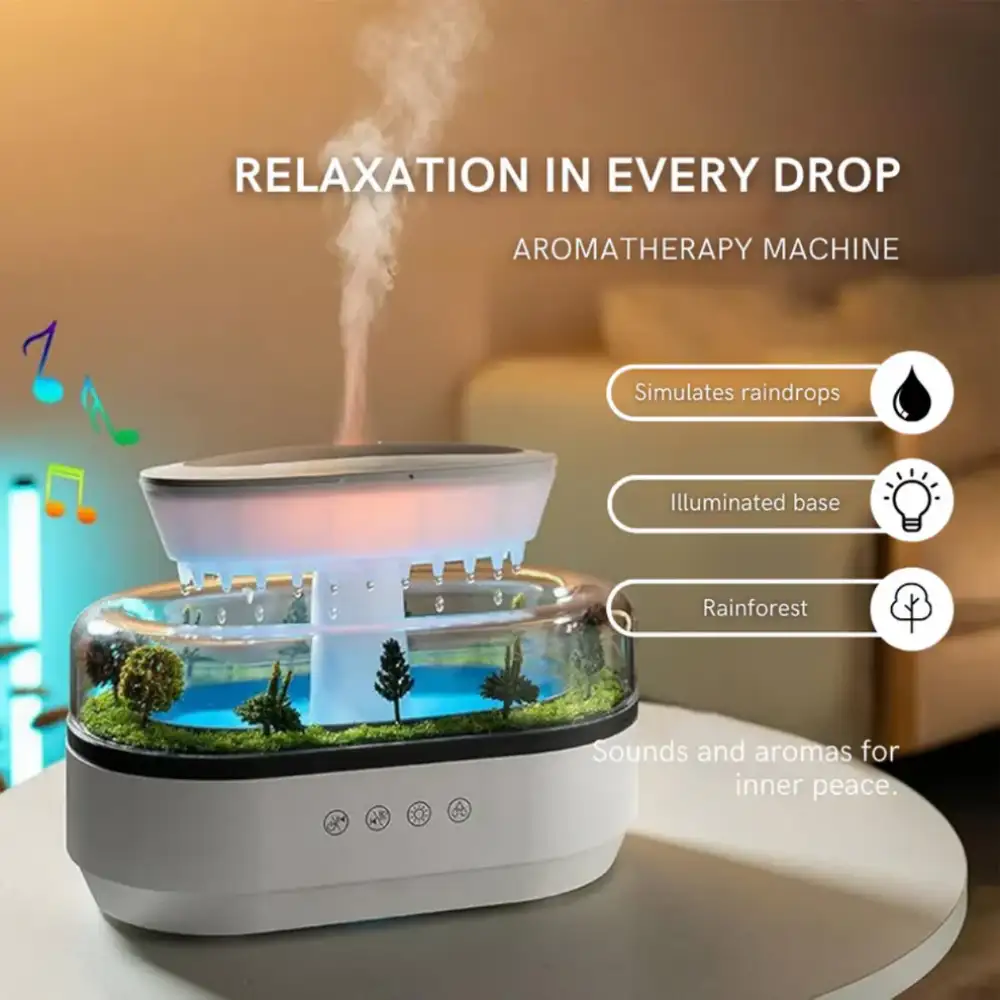 Raindrop Humidifier Cool Mist with LED Lights for Relaxation