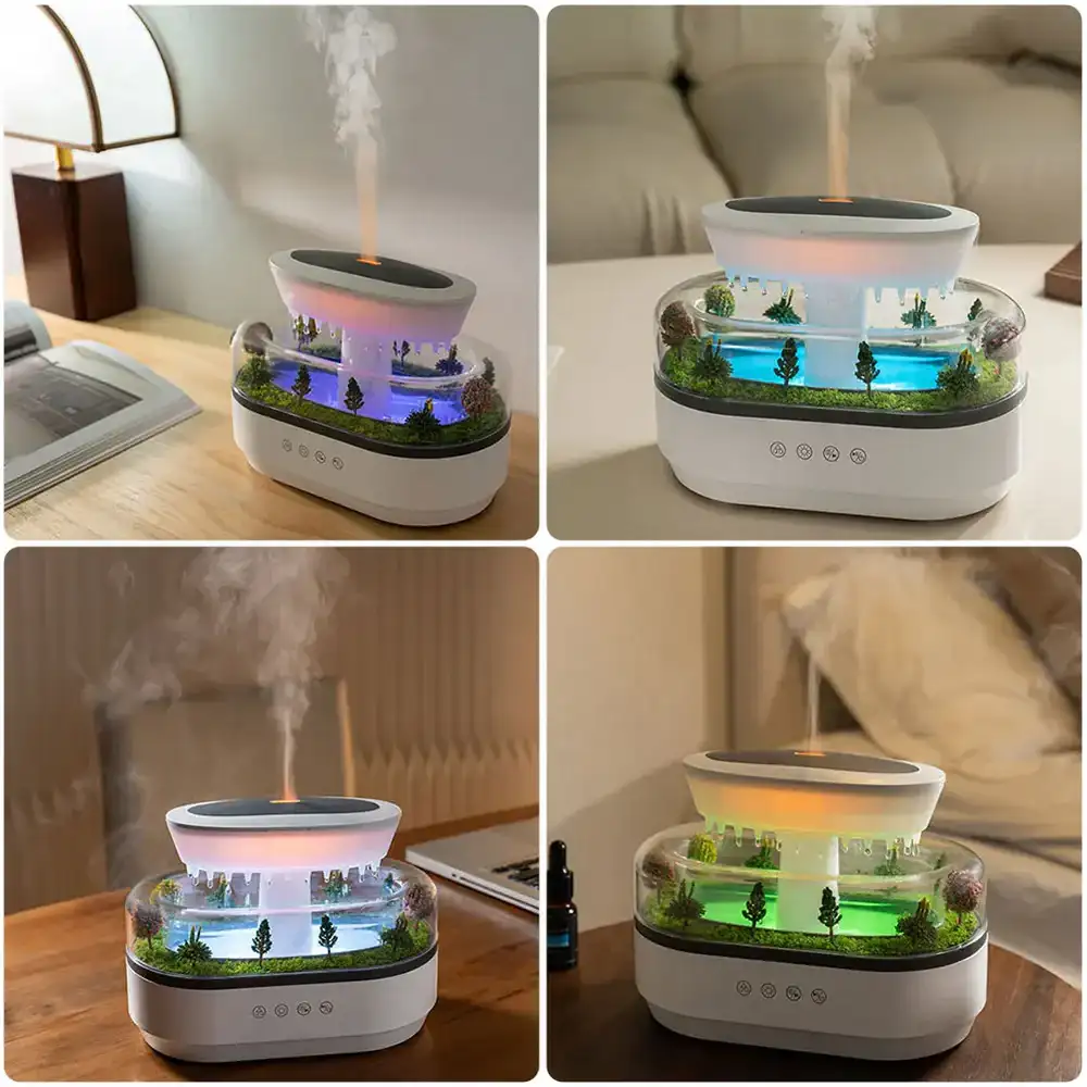 Raindrop Humidifier Cool Mist with LED Lights for Relaxation
