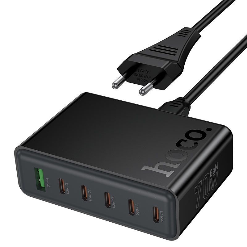Hoco C152A Modern PD 70W 6-port(5C1A) Desktop Charger