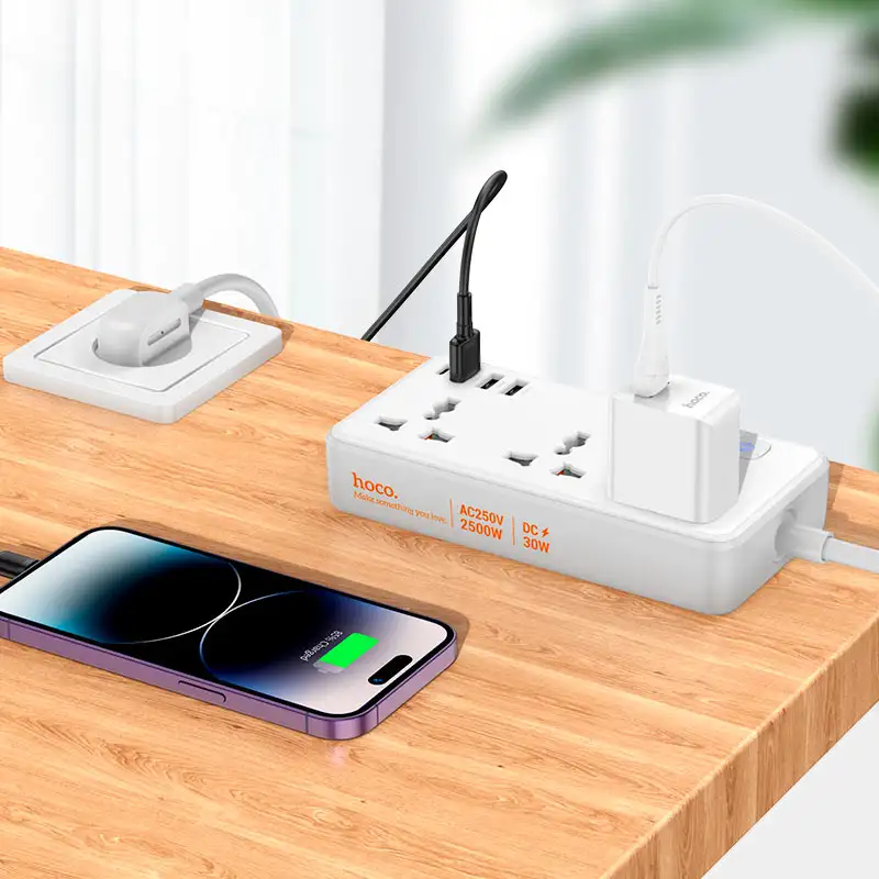 Hoco AC8AStorm 3-position Socket with PD30W+3USB Port