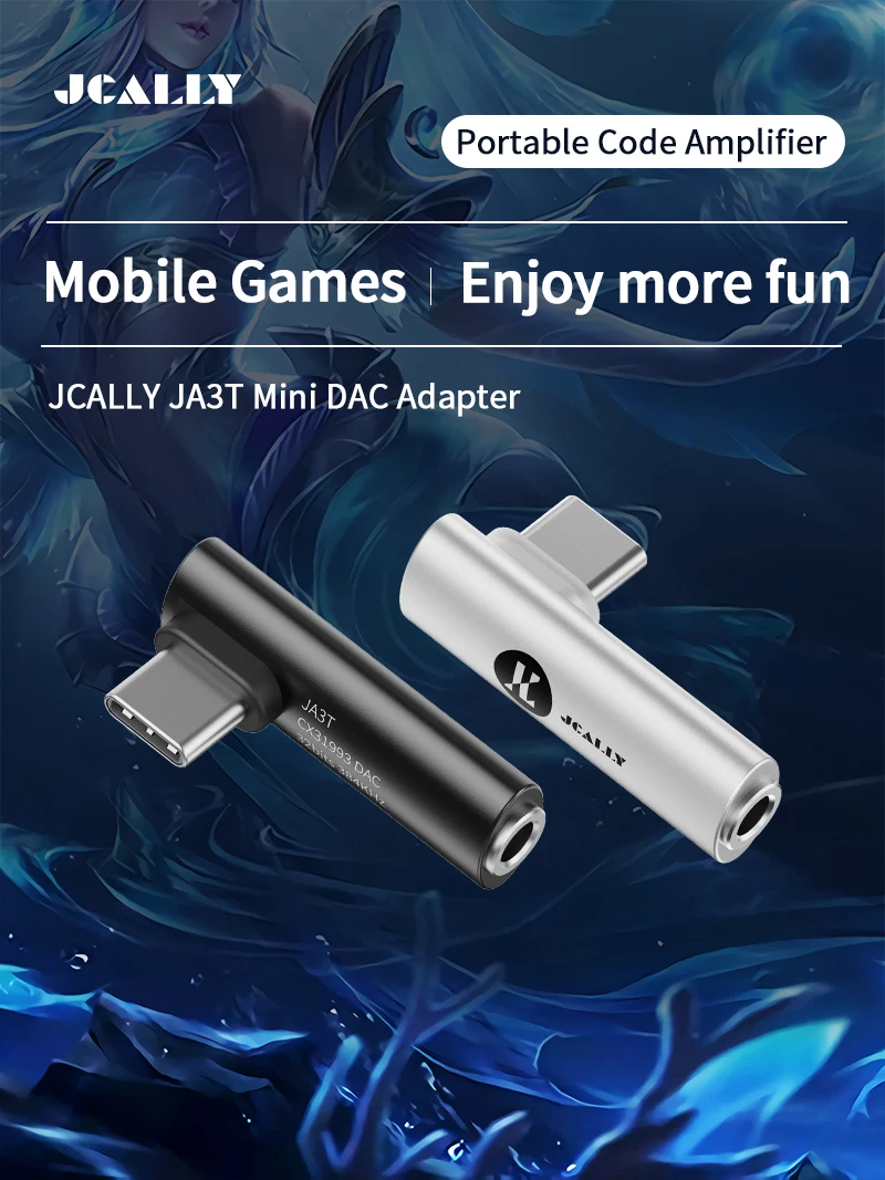 JCALLY JA3T Digital Audio Portable DAC Type-C to 3.5mm (32bit/384KHz) – L Plug