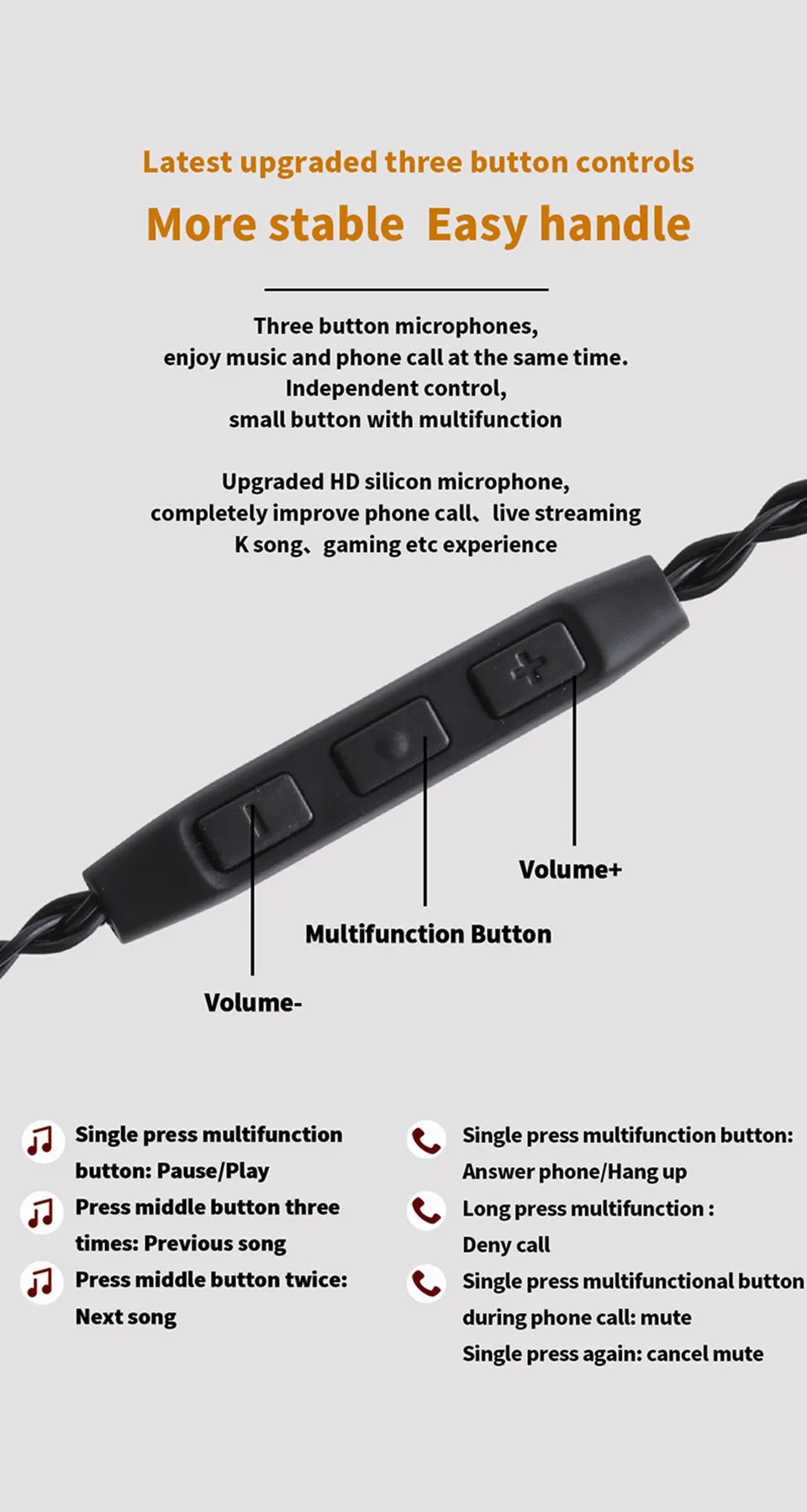 JCALLY TC08 Pro 8Core TYPE-C 2Pin Cable with Mic (DAC Chip)