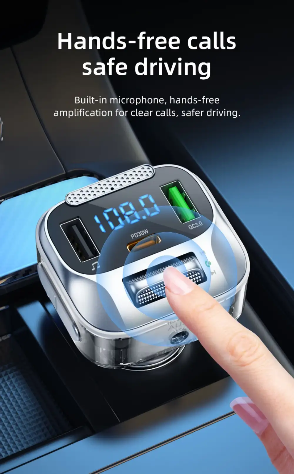 Hoco E75 Bravery PD30W+QC3.0 Car BT FM Transmitter