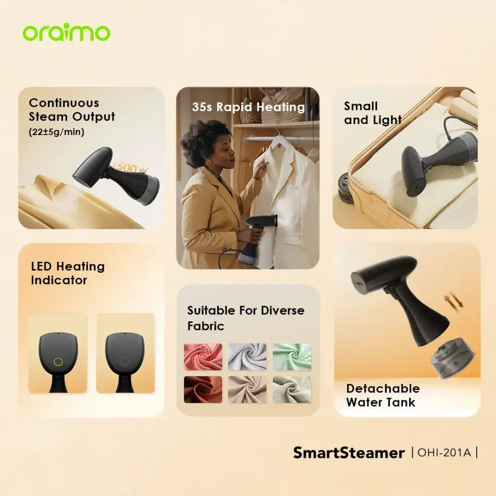 oraimo SmartSteamer 1500W Handheld Garment Steamer