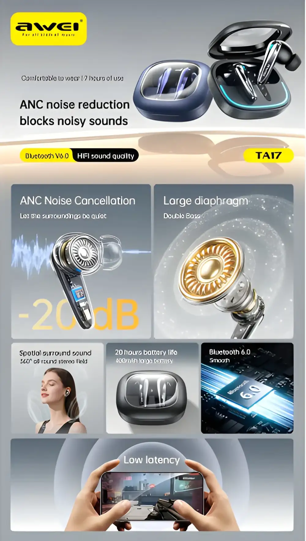 Awei TA17 ANC True Wireless Earbuds