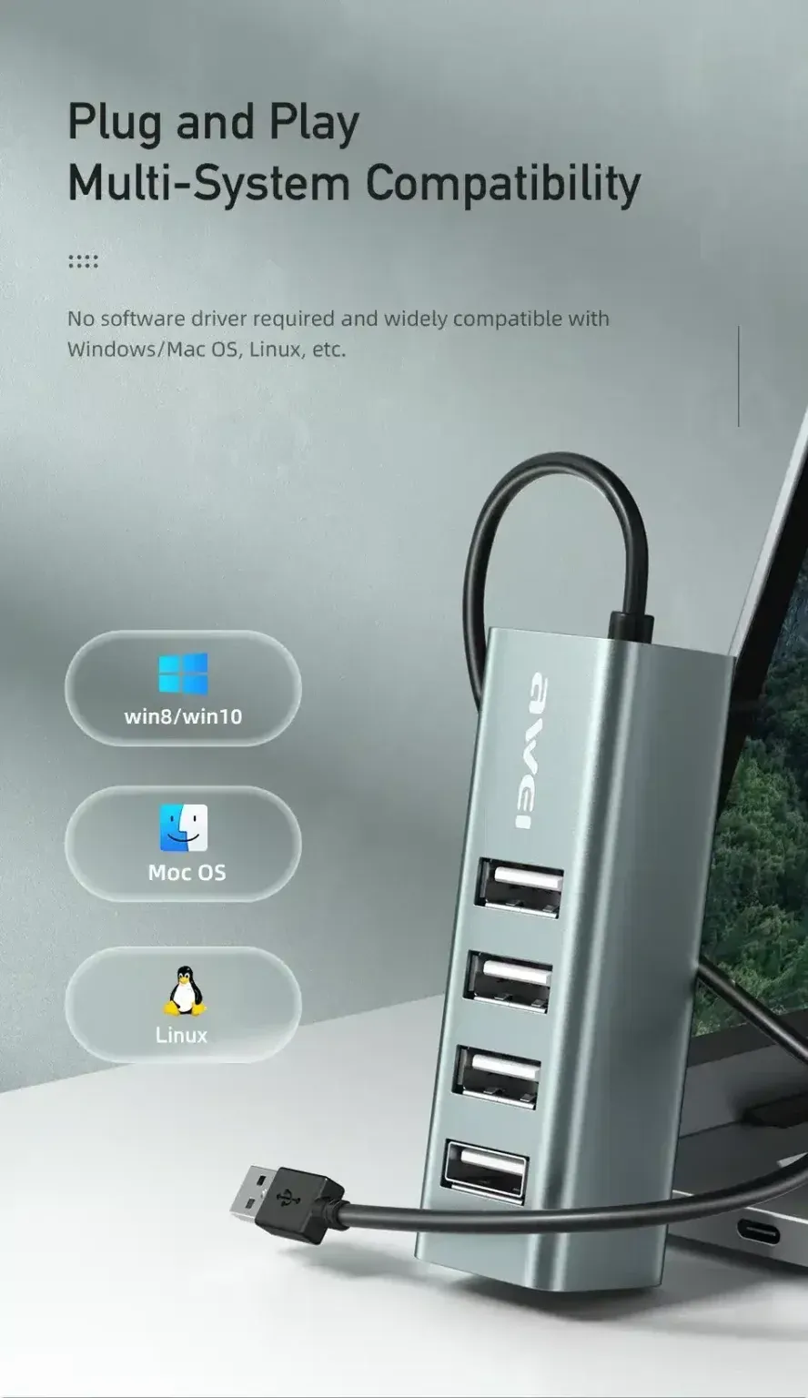 Awei CL-122 USB Extender USB 2.0 Docking Station