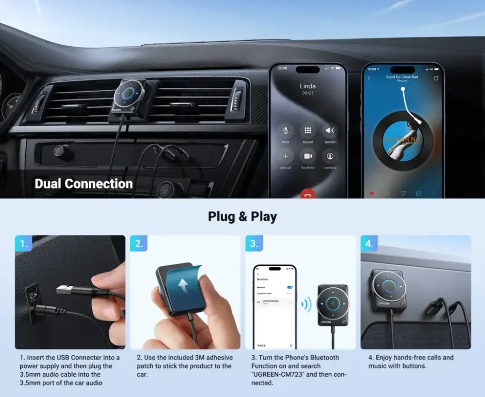 UGREEN CM723 Bluetooth Receiver Audio Adapter (35002)